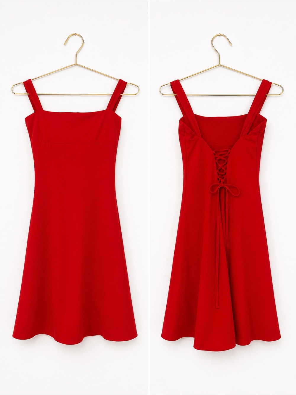 Oh Polly Red Lace-Up Back Mini Dress